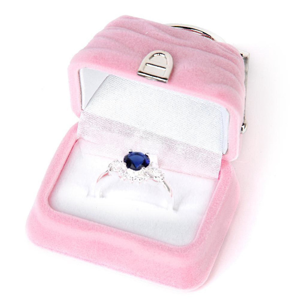 Velvet Ring Smykke Display Opbevaring Bo x Gaveæske Holder Organizer - Pink Håndtaske Form