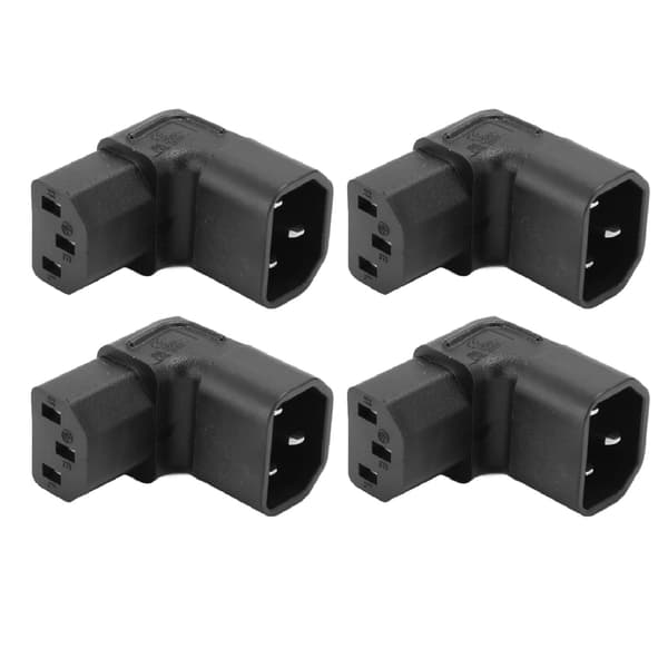 4 stk. C14 til C13 Adapter 90 Grader 2500W 2.5A til 10A 250V PVC Kobber IEC Strømadapter til UPS PDU UPS Computer