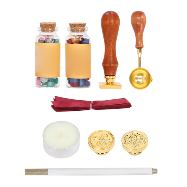 Voksforseglingssæt Retro Smukke Højglans Lyse Farver Tredimensionelt Stempel Mønster Forsegling Voks Stempel Kit
