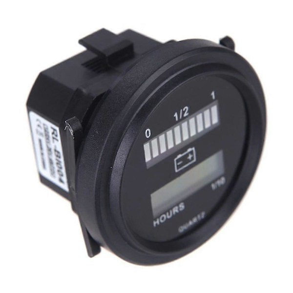 12V/24V/36V/48V/72V LED Digital Batteristatus Laddningsindikator med Timräknare Svart