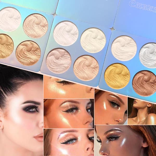 4 Farve Highlight Palette 3D Kropsglimmer Highlighter Pudder Professionel Makeup Ansigts- og Kropslysende Kosmetik Highlight Kontur