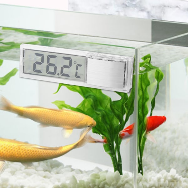 3D LCD Elektronisk Transparent Digital Fisketank Aquarium Termometer Marine Vanntemperaturmåling