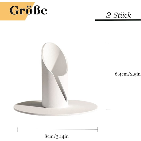 Ljusstake, ljusstake för romantisk middag, metall ljusstake för vardagsrum och sovrumsdekoration, 2 stycken, vit, 8 * 6,4 cm
