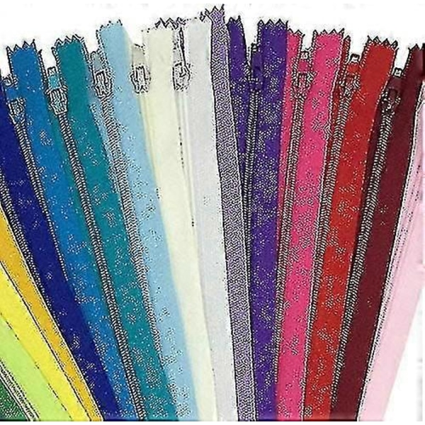 100 stk. 40 cm Flerfarvede Nylon Lynlåse til Syning og Håndarbejde