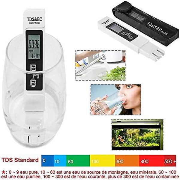 LCD-skärm TDS EC-mätare Digital TDS-testare 3 i 1 för vattenkvalitet Penntestare EC, konduktivitet och temperatur Dricksvattenkvalitet Renhetsmätning