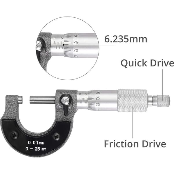 Måleverktøy for utvendig diameter med presis utvendig mikrometer 25-50 mm Mikrometergradering 0,01 mm for bil og bilreparasjon