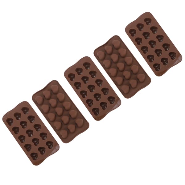 Hjärtform Bakform 15 Hål Diskmaskinsäker Non-Stick Silikonformar för Godis Choklad Isbitar 5st
