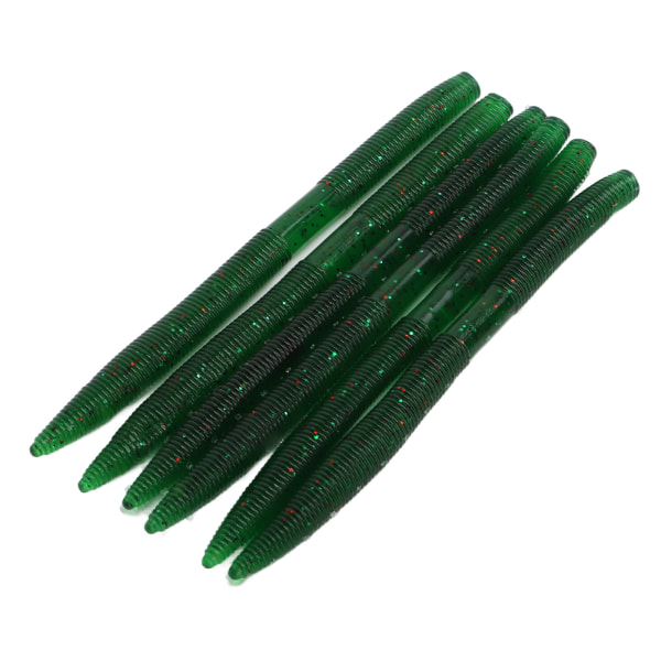 6 st/set Noodle Worm Fiskebete Bite Resistent PVC Mjuk Maggot Daggmåsk Artificial Bait Mörkgrön