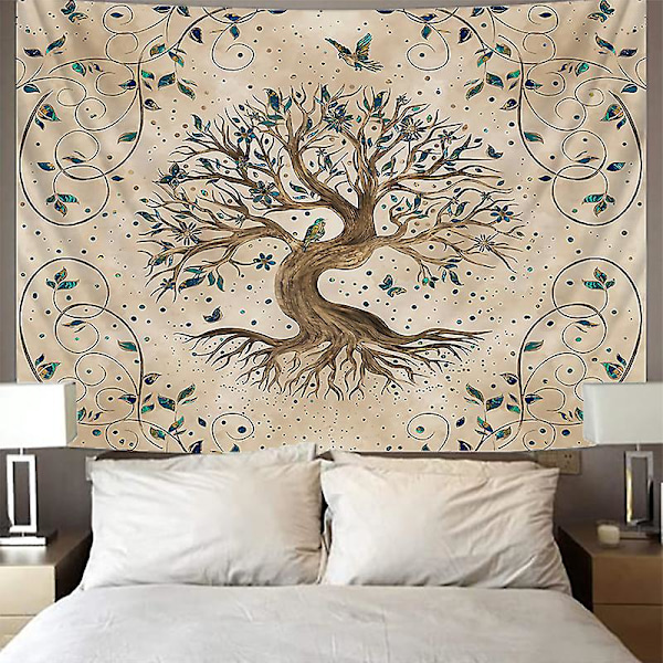 1 stk. Vægtæppe Vægophæng Boheme Hippie Livets Træ Kunstdekoration til Soveværelse Stue 150X130CM