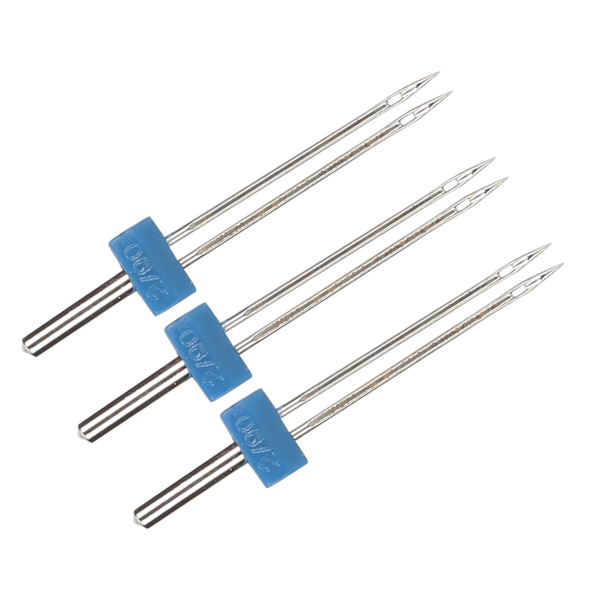 3 stk. dobbelte nåle i rustfrit stål til syning og hækling af sting - 2 mm - 3 stk./pose