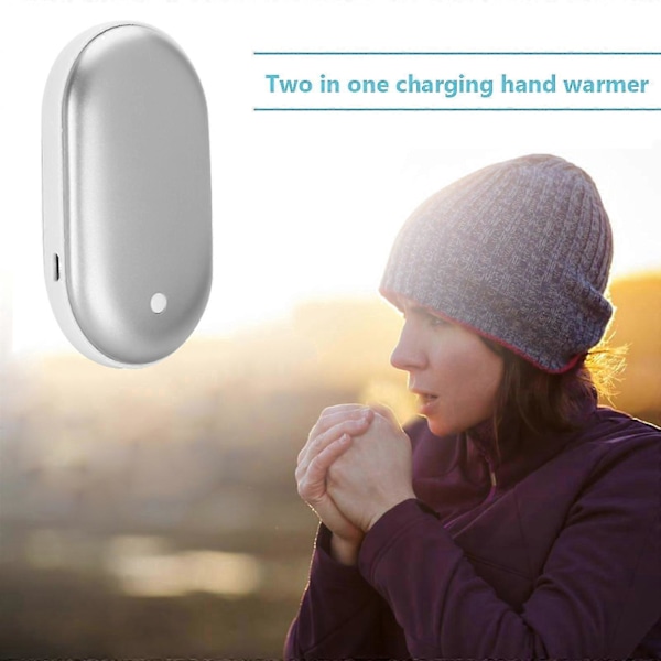 Ladattavat käsienlämmittimet Power Bank sähköinen taskulämmitin USB (2 kpl) valkoinen