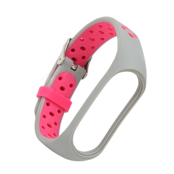 Ersättningsarmband Fullt skydd Justera Storlek Mjuk Silikon Smart Armbandsrem för Mi Band 7 Grå Rosa