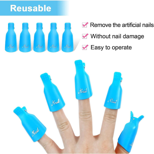 Neglehætte, Neglelakfjerner Clips, 10 stk. Semipermanent Neglelak Clip, UV Semipermanent Negle Clip Værktøjshætte, til Neglekunst Gel Negle, Tilfældig Farve