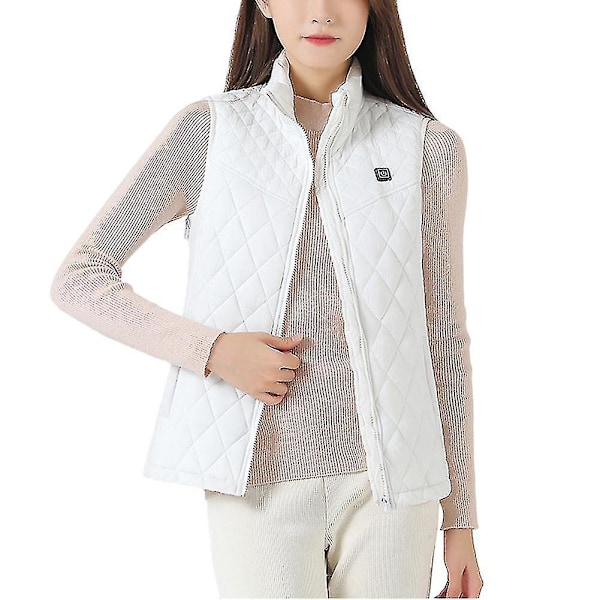 Women's USB Rechargeable Electric Heated Vest with Intelligent Constant Temperature Control 4XL White