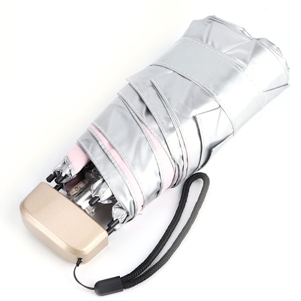 Mini Bærbar Anti UV Sol Regn Beskyttelse Paraply Dame Dame 5 Folde Parasoller