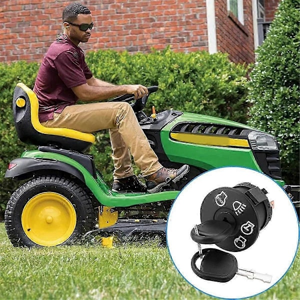 Tændingslås med nøgle, 7 terminaler, kompatibel med Deere John havetraktor, erstatter 925-1741