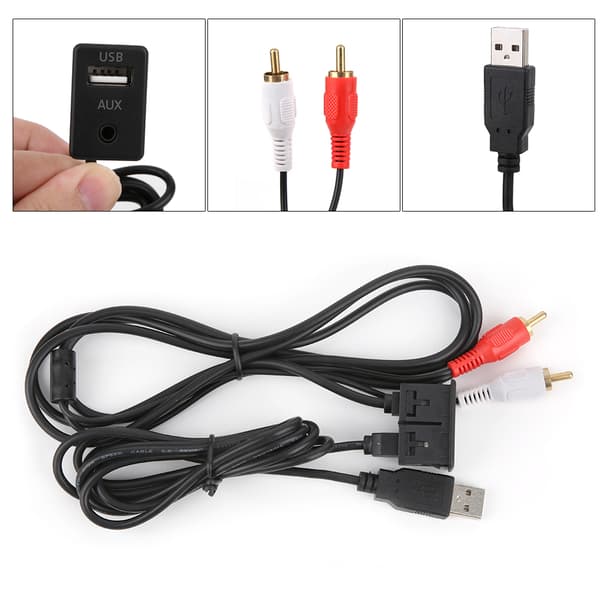 3,5 mm 1 m forlængerledning USB AUX Stereo hun til 2 RCA han kabel til bil båd motorcykel