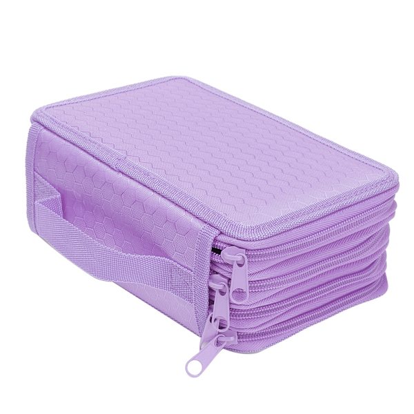Firkantet fire lag 72 huller Skitse Kunst Tegning Penalhus Organizer Pure Color Pen Bag (lilla)