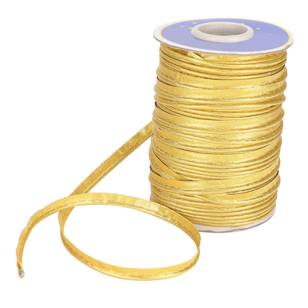 70yd Crafts Kantsnor Fletning Rørledning Bias Tape Trims 1cm Bredde til Syning Sømbinding Syning Guld