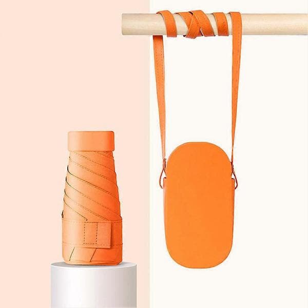 Fällbara miniparaplyer Lätta solskyddsparaplyer Födelsedagspresent Orange