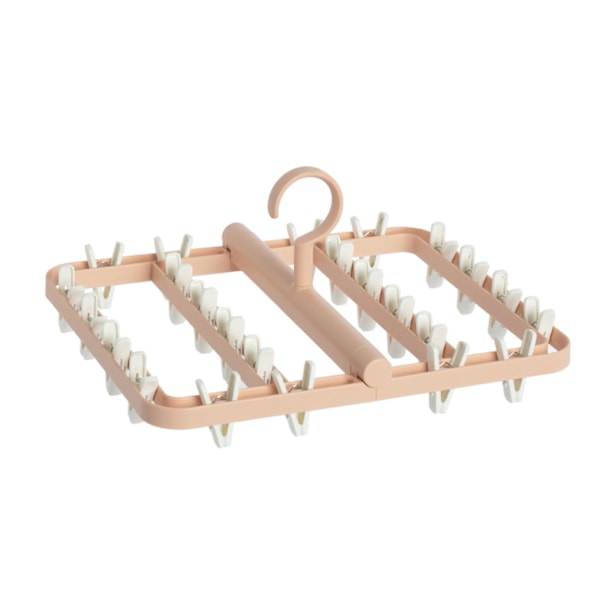 Tørkestativ Foldable Matrix Hengepunkt 24 Klips Husholdning Tørkestativ for Sokker Underbukse Truser Rosa