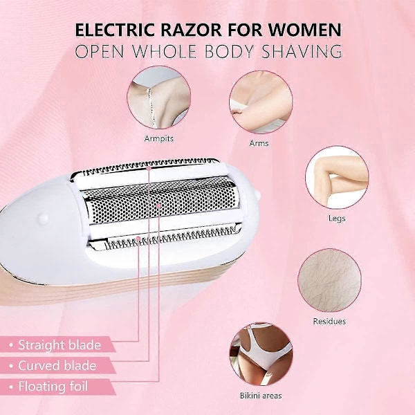 Elektrisk barberhøvel for kvinner Bikini Trimmer Elektrisk barbermaskin for kvinner Trådløs USB Oppladbar Våt og tørr bruk Smertefri 1 stk - hvit 6. juni 15