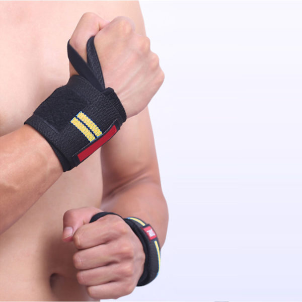 1 par sport handledsskydd justerbar kompressionsrem handledsbandage stöd linda för gym svart gul