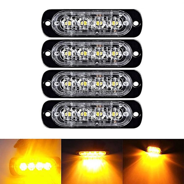 Auton LED-hätävilkut - 4 osan sarja älykkäällä sirulla ja 4 LED-korostushelmellä (keltainen)