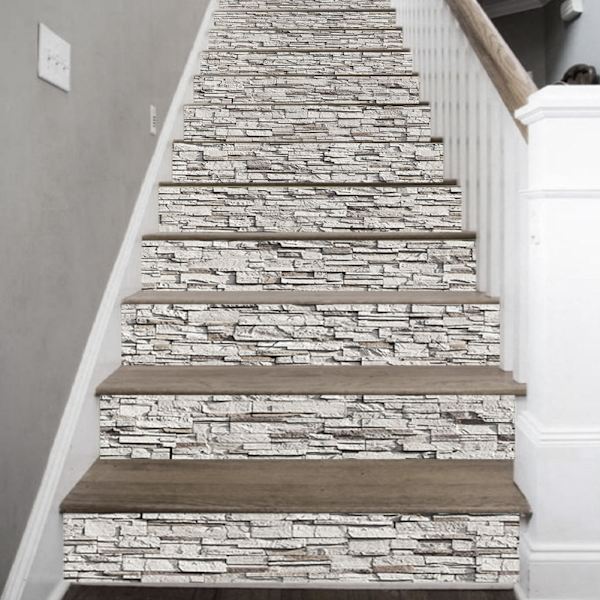 Simulation Rock Pattern Selvklæbende PVC Trappe Dekorative Stickers til boligdekoration