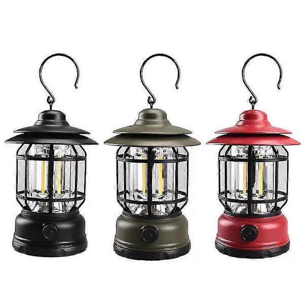 Utomhus COB-lykta Retro Campinglampa Ljus USB Uppladdningsbar Campinglykta Flamlampa