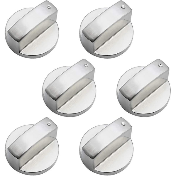 Universal Metal Gas Stove Knobs - Set of 6, 6mm Control Knobs for Stove, Cooker, Oven, and Hob