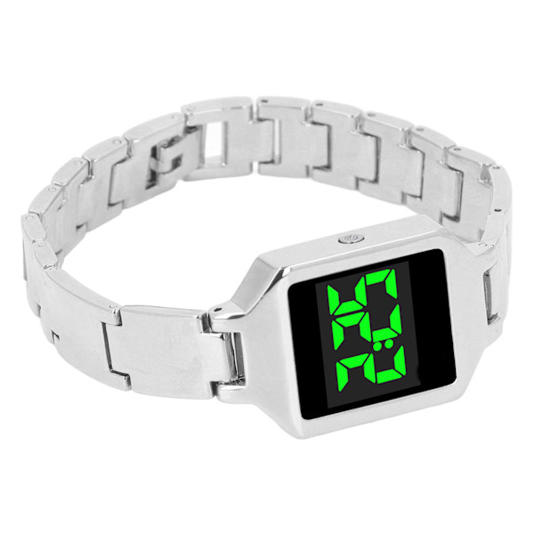 Digital armbandsur med högupplöst skärm, vattentät, modern elektronisk klocka för män, kvinnor och flickor, silver