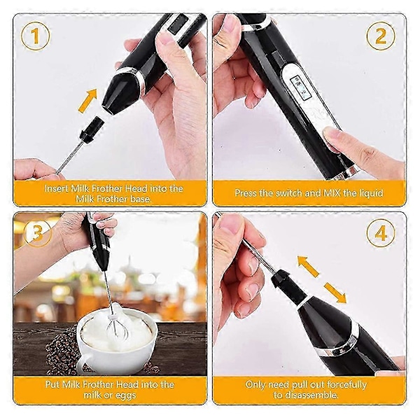 Melkeskummer Håndholdt USB LCD Elektrisk Justerbar 3 Hastigheter Hånd Melkeskum Maker Mini Blender Drikke