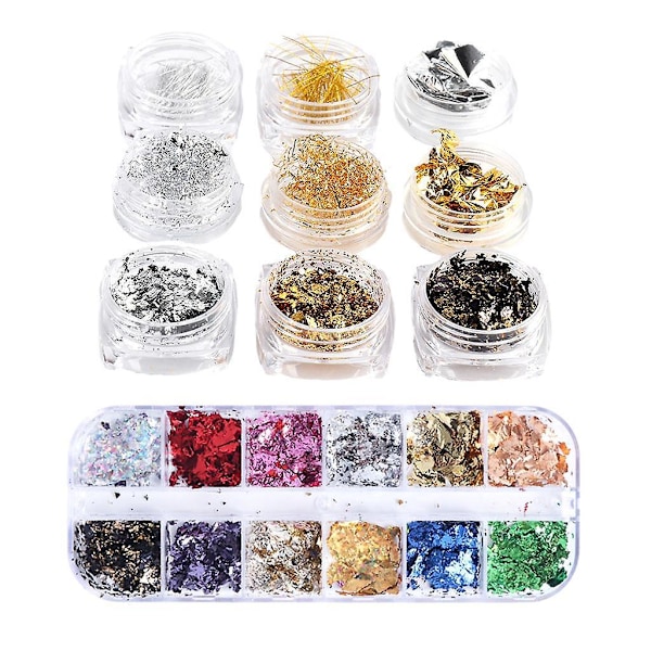 Blandad Nagelkonst Glitter Paljett Folier Flakes Nageldekoration Glitter-