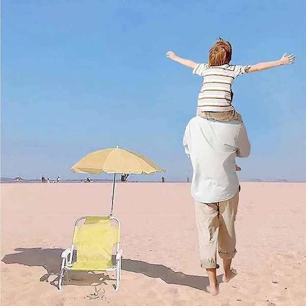 Børne Strand Klapstole med Parasol, Udendørs Strand Liggestole Have Solsenge Multifunktionelle