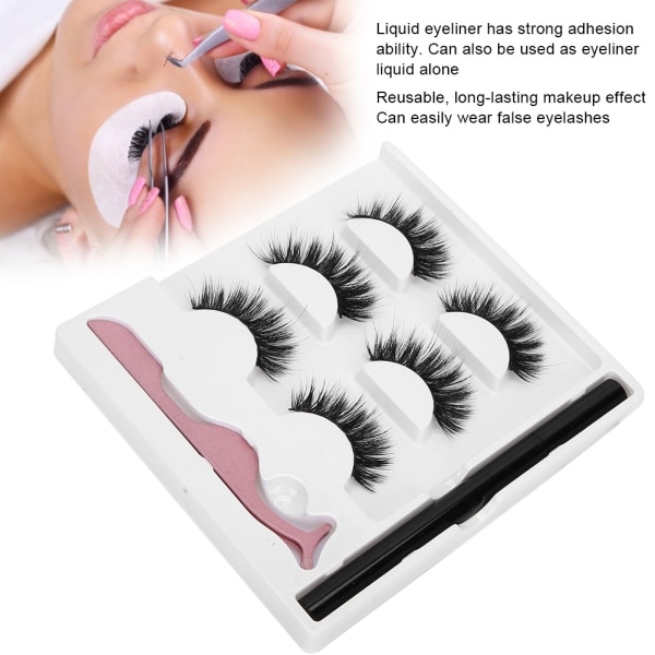 3 par lösögonfransar flytande eyeliner set Vattenfast ögonmakeup-verktyg3D-03
