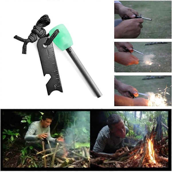 flint Maxi Glow Mini Eldstål Tändare 1500-12000 tändningar 6 till 10,5 cm Magnesium Eldstartare Tändare Flintsten Eldstål Utomhus Överlevnad Cam
