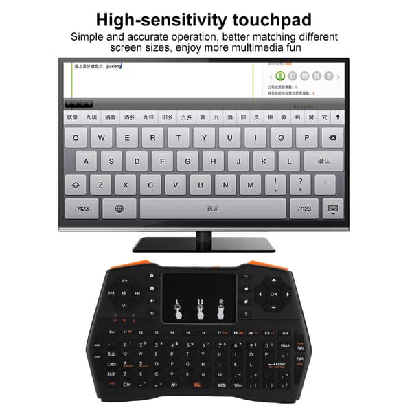 I8plus 2.4G Mini trådlöst QWERTY-tangentbord Multi Point Touchpad 3 DPI Handhållet tangentbord