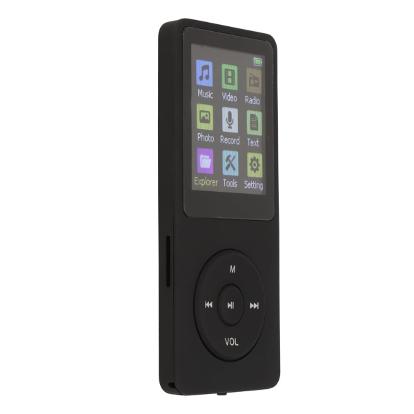 Digital musikafspiller 1,8 tommer LCD-understøttelse Lille hukommelseskort Ultratynd MP3 MP4-afspiller med tilbehør Sort
