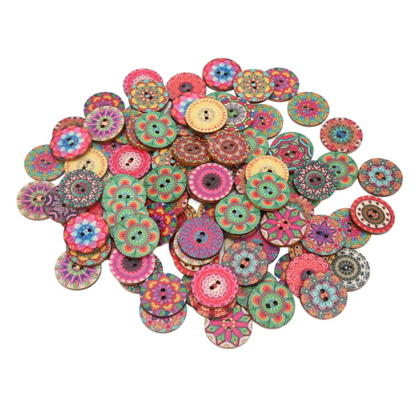 100 stk. treknapper retro blomstermønster holdbare 25 mm DIY-tilbehør for sying og håndarbeid