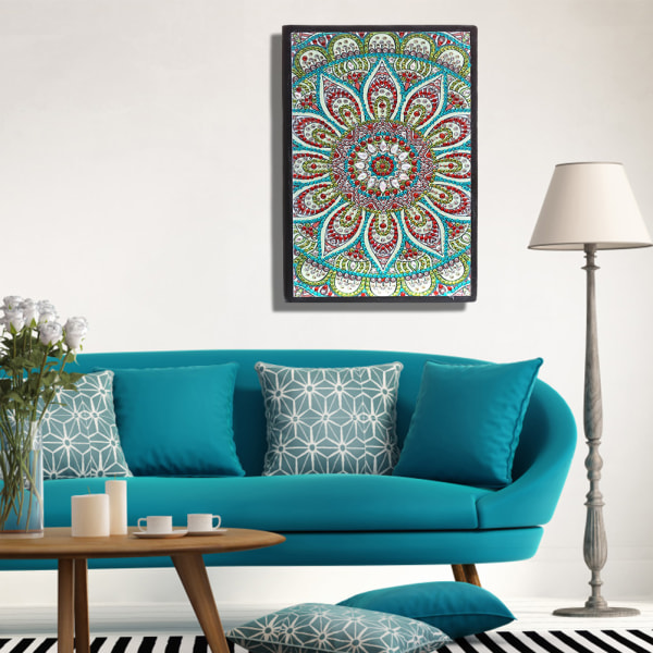 5D diamantmaleri notesbog skitsebog 50 sider DIY specialformet mandala blomstermønster diamantdagbog