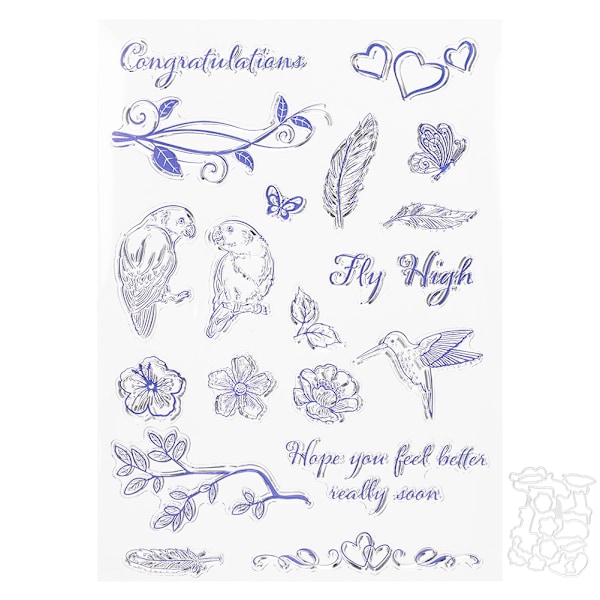 Gennemsigtigt gummistempelforsegling fugl blomstertype W/skæredøre DIY til scrapbog håndværkssamlinger