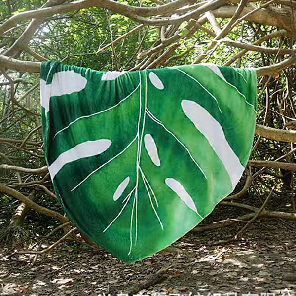 Blad Flanel Tæppe Multifunktionelt Bladformet Tæppe til Picnic Kontor