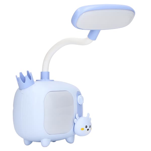 Børnelæselampe TV-stil base silikone svanehals USB-opladning blødt LED-lys børnebordlampe til studerende studiearbejde blå