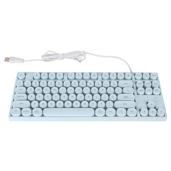 Gaming Keyboard USB Rundt 87 taster Farverigt Baggrundsbelyst Ergonomisk Mekanisk Touch Wired Keyboard til Desktop Laptop PC Blå