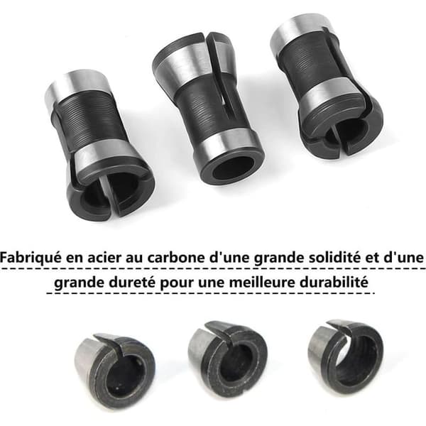 6-delt fræserbitklemmeadapter 6mm 6.35mm 8mm fræserpatron spændetang træfræserpatron til elektrisk fræser