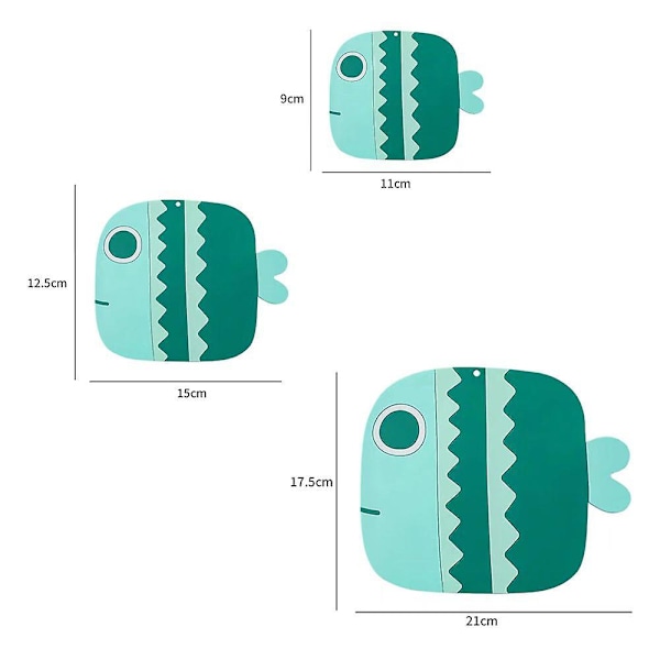 PVC Isolasjonsmatte Sett - Søt Tegneseriefisk Design (3 stk, Grønn)