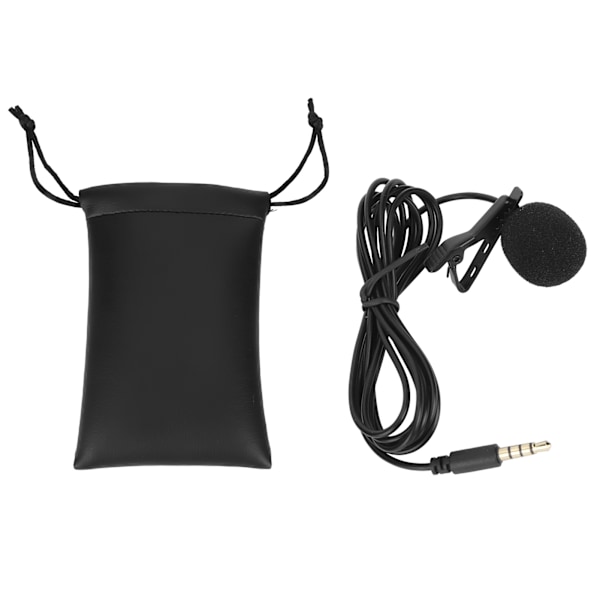 Mini 3,5 mm Lavalier Clipon Mikrofon Live Broadcast Intervju MIC för Mobiltelefon Dator (1,5 m)