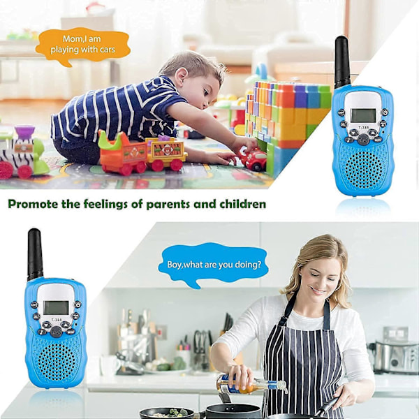 Walkie Talkies 2-pack, Talkies för barn 8 kanaler 2-vägs radioleksak med bakgrundsbelyst LCD-ficklampa, 4,8 km räckvidd för barn utomhusäventyr camping Biki