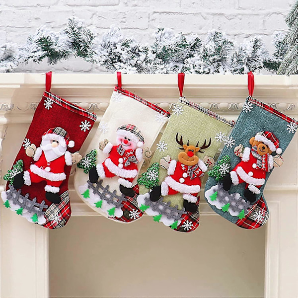 Julestrømper, 30 cm individuelle julestrømper i burlap, store julestrømper